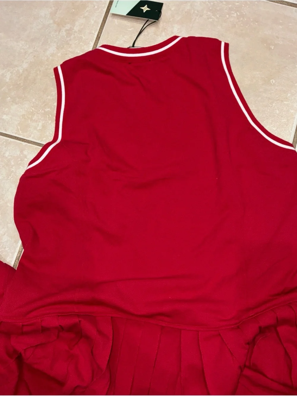 Tuckernuck Red Sleeveless V-Neck Midi Dress Red with White Trim XXL